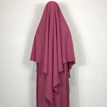 New One Layer Jazz Crepe Diamond Khimar High Quality Muslim EID Ramadan Islamic Clothing Tie Back Prayer Hijab Dropshipping