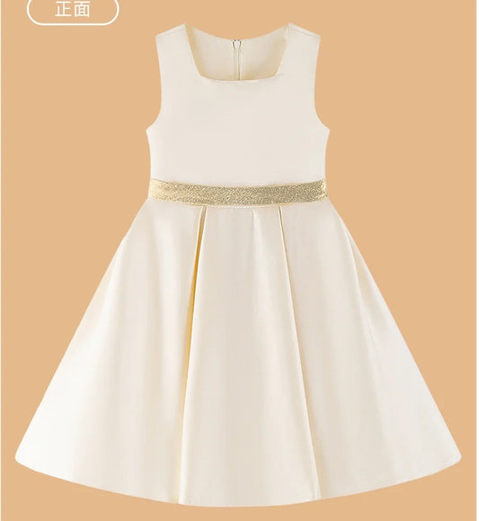 Mädchen Luxus Beige Kleid Kinder Partys Bühnenaufführungen Party Hochzeit Feier Kostüm Größe 110-170.