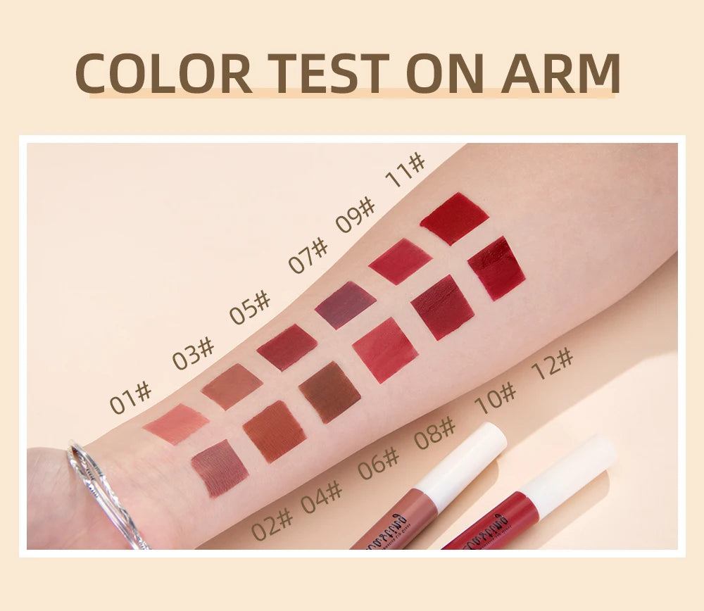 QIBEST Matte Liquid Lipstick Waterproof Long Lasting Lip Gloss Velvet Mate Nude Red Tint Tube Lipsticks Lipgloss Makeup Cosmetic.