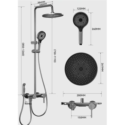 Four Ways Water Outlet Shower System Rainlfall Pressurized Sunflower Shower Set Wall Mounted Hot Cold Bathroom Shower Faucet Set