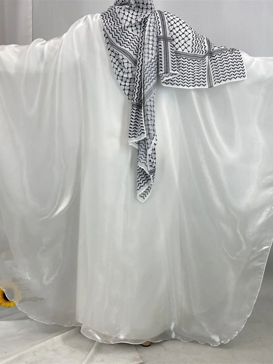 Muslim Women Dubai Abaya Stain batwing sleeve Long Dress Kimono Cardigan Kaftan Modest Robe Femme Islam African Dresses Kebaya.