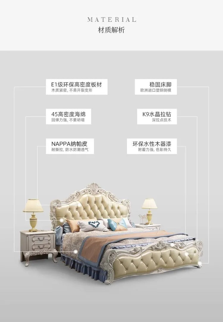 Weißes hohes Doppelbett mit Schubladen, schlichtes rosa nordisches italienisches 180 x 200 cm großes Luxusbett, moderne Mädchenvilla, Cama-Hochzeitsmöbel