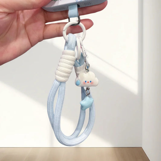 Kawaii Cloud Star Lanyard Short Wrist Strap Cute Phone Accessory for Mobile Camera.