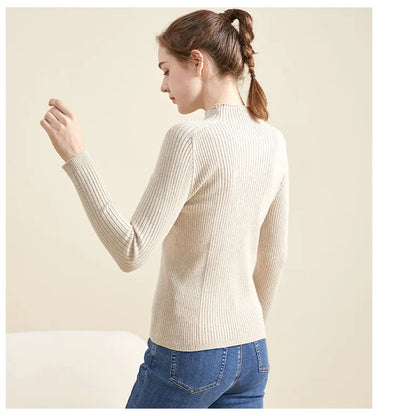 Yuyue Autumn and Winter Silk Cashmere Blended Turtleneck Sweater Women's Korean Version Fashion Slim-fit Pullover Long-sleeved F.