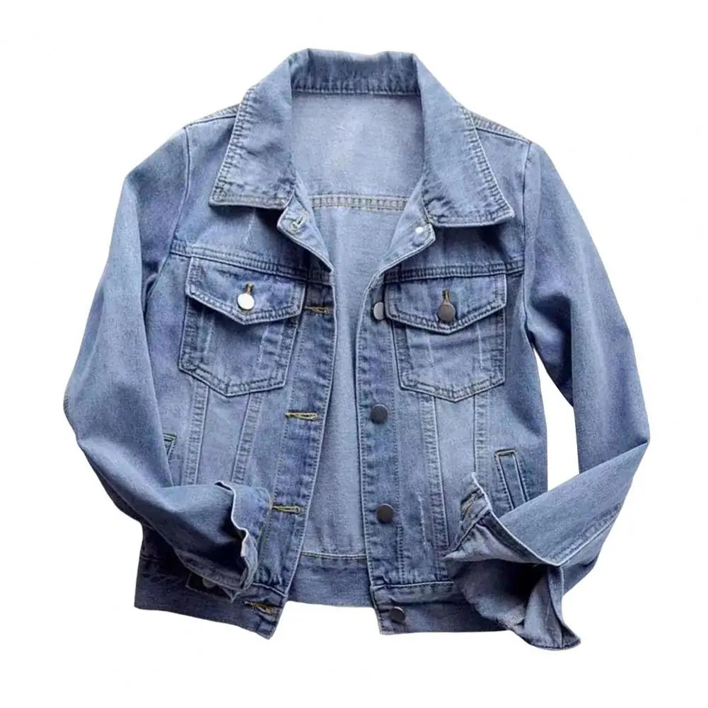 Frauen Denim Jacke einreiher Brust Klappe Tasche Jacke Langarm Dünne Kurze Mantel Retro Damen Denim Jacken Oberbekleidung.