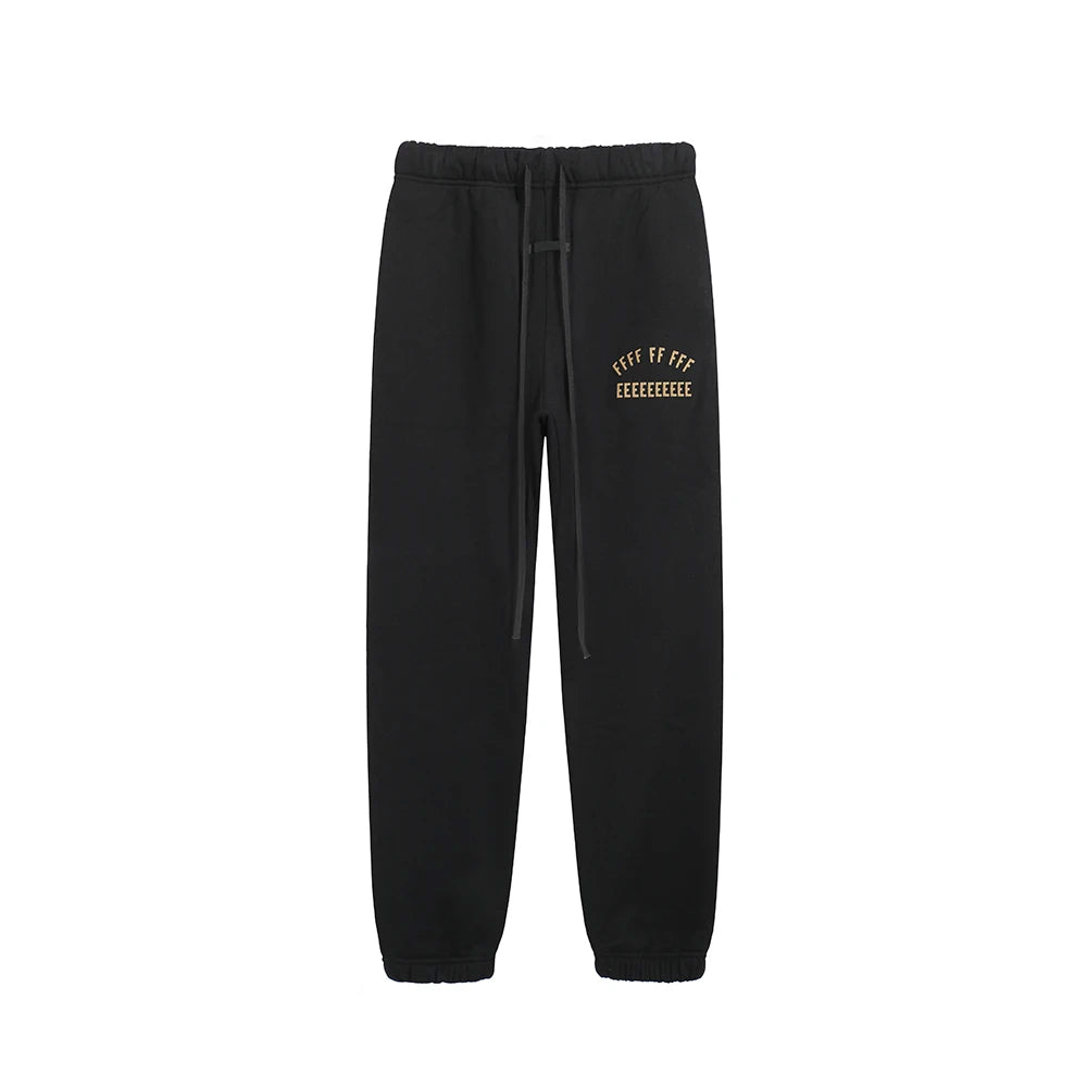 Fashion Streetwear Double Line Letter Print Sweatpant Top Quality Thick Fleece Drawstring Casual Pant Men Women Loose Sweatpants.