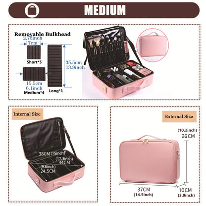 Three-layer Cosmetic Case Large Waterproof Oxford Cloth Manicure Makeup Toolbox,Travel Underwear Storage Box.