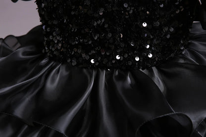 Kinder kleid schwarz Prinzessin Anhänger Kleid Kinder kleid Blumen kleid 4 bis 12 Jahre Mädchen Klavier Performance Kleid.