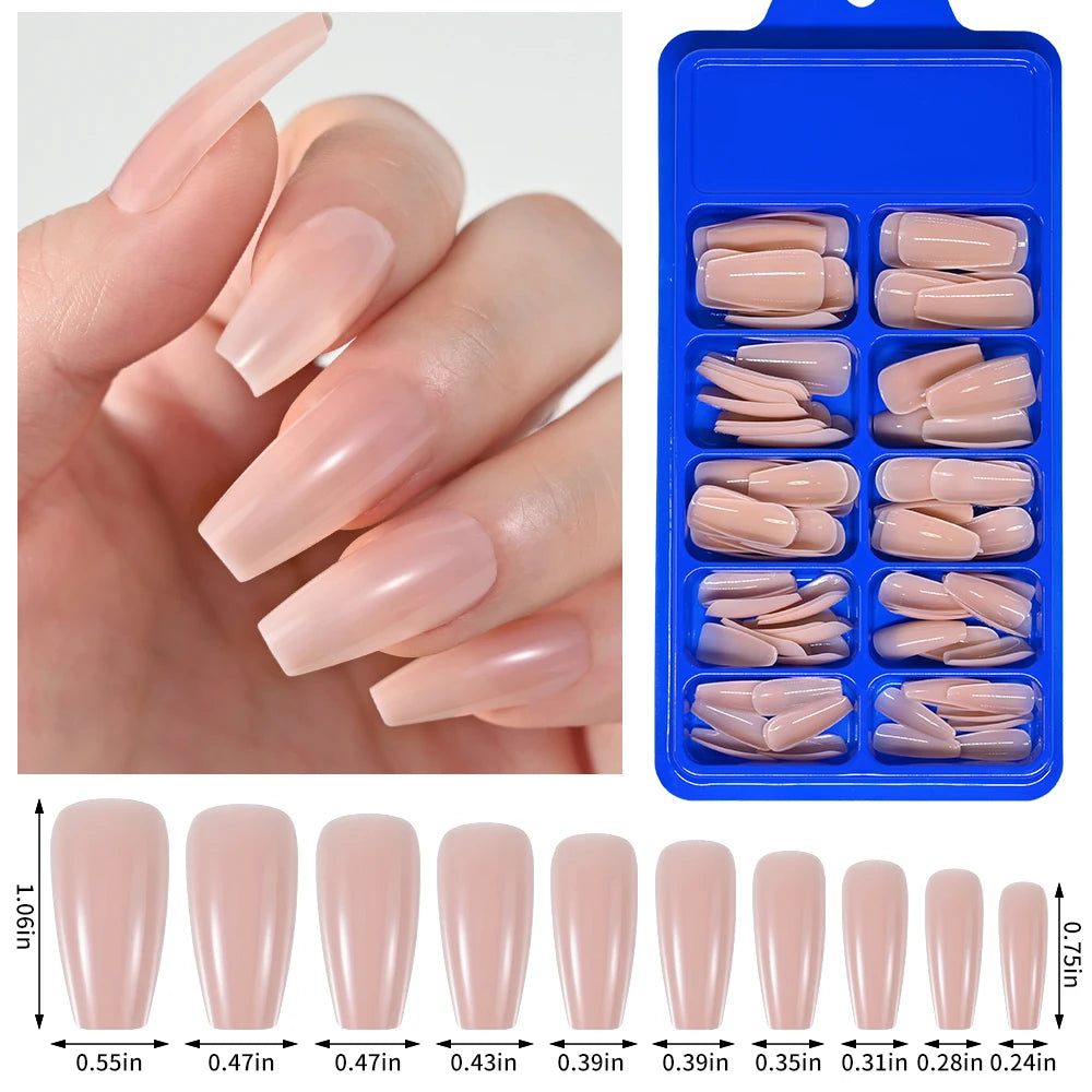 Diamond White Tips For Nails Extension 100pcs Long Fake Ballerina Gel Nail Art Nude White Pink Press On Nails Long Coffin 0.75in.