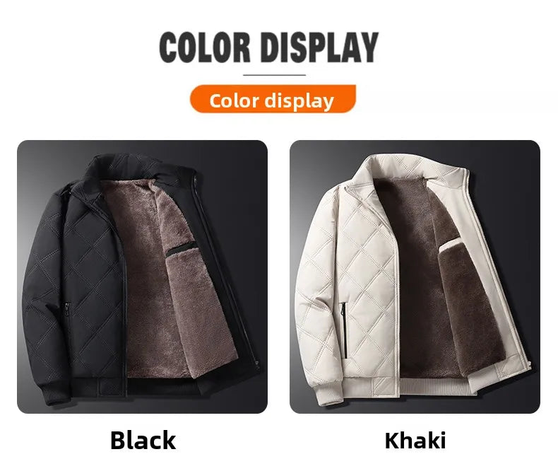 2025 Men's Warm Parker Coat Autumn/Winter Outdoor Sports Thick Anti Cold Cotton Jacket Stand up Collar Checkered Cotton Coat.
