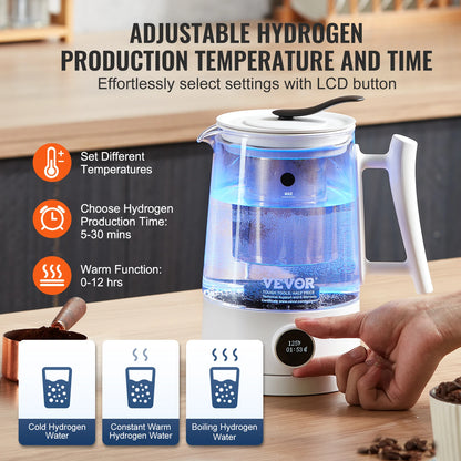 SucceBuy Hydrogen Water Pitcher1.5 L/ 52.8 oz Large Capacity Hydrogen Generator Water Kettle Hydrogen Rich Water Ionizer Machine.