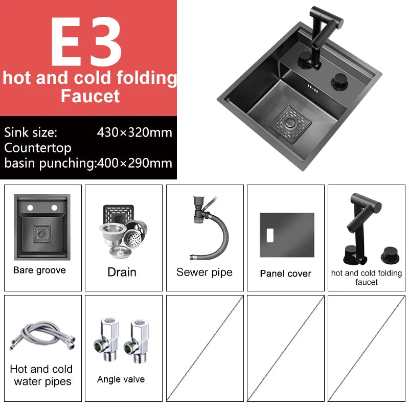 Stainless Steel Kitchen Sink Concealed Mini Single Sink Apartment Bar Multifunctional Hand Wash Fruit and Vegetable Basin