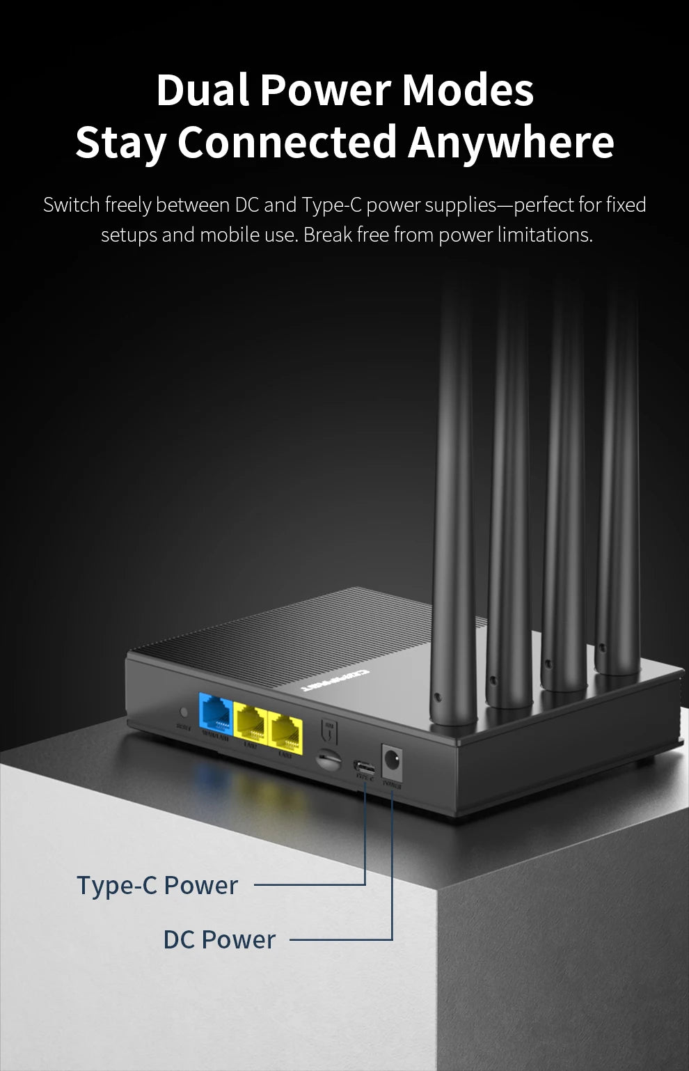 comfast WiFi6 4G LTE Cat.4 SlM Card wireless Router 300Mbps 2.4G 4 Antennas PlugPlay  Outdoor Portable Internet wireless Router.