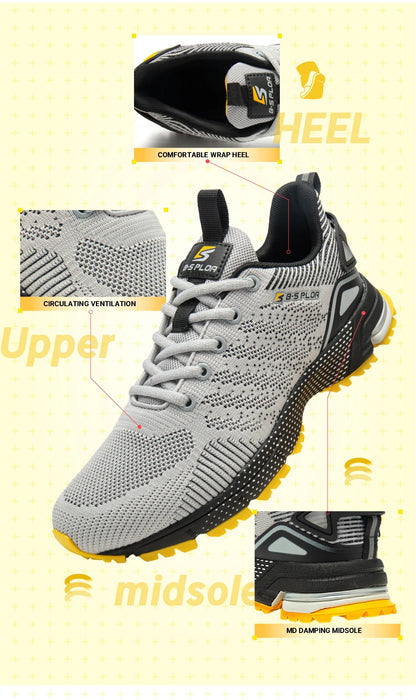 Baasploa Men Running Shoes Lightweight Sport Shoes for Men Mesh Breathable Casual Sneakers Non-Slip Outdoor New Arrival.