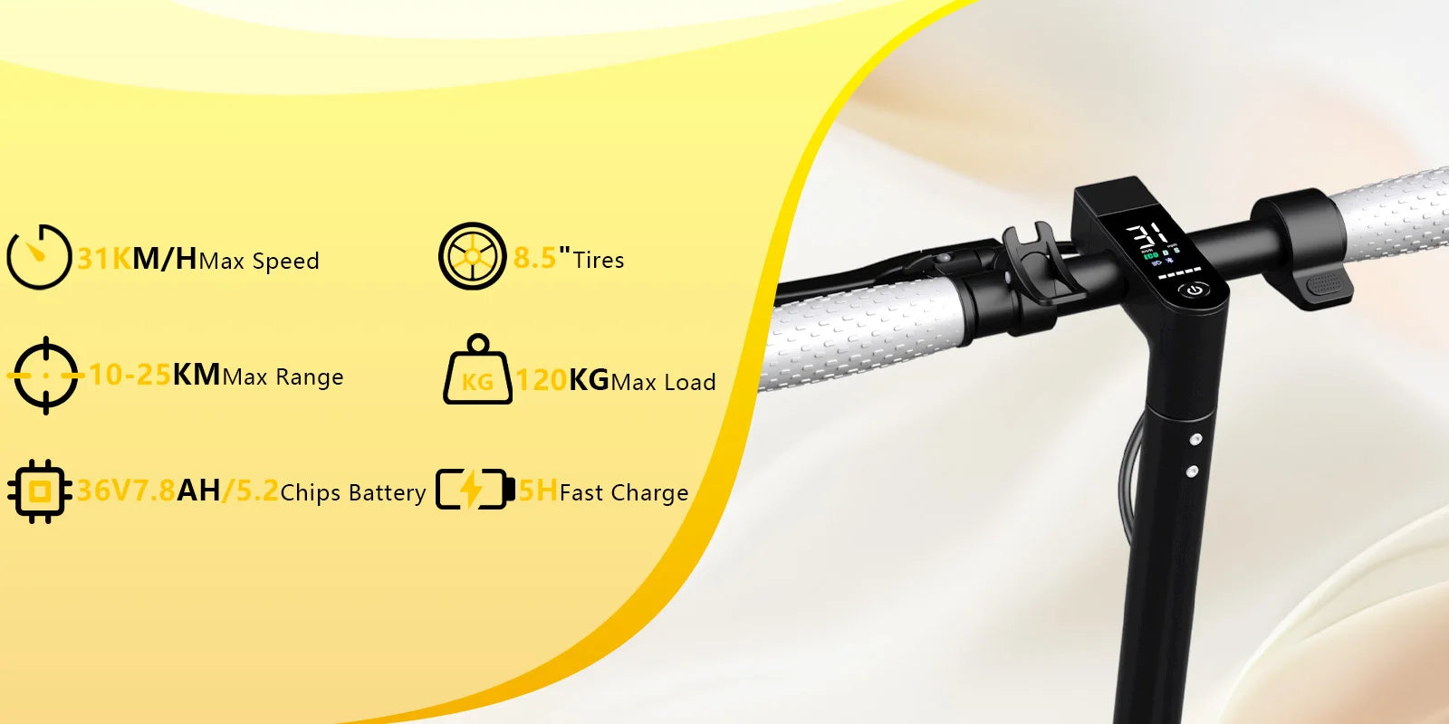 LADPED 350W Scooter Electric 36V Large Capacity Battery Folding Electric Kick Scooter with 8.5 Inch Explosion-proof Tire 31KM/H.