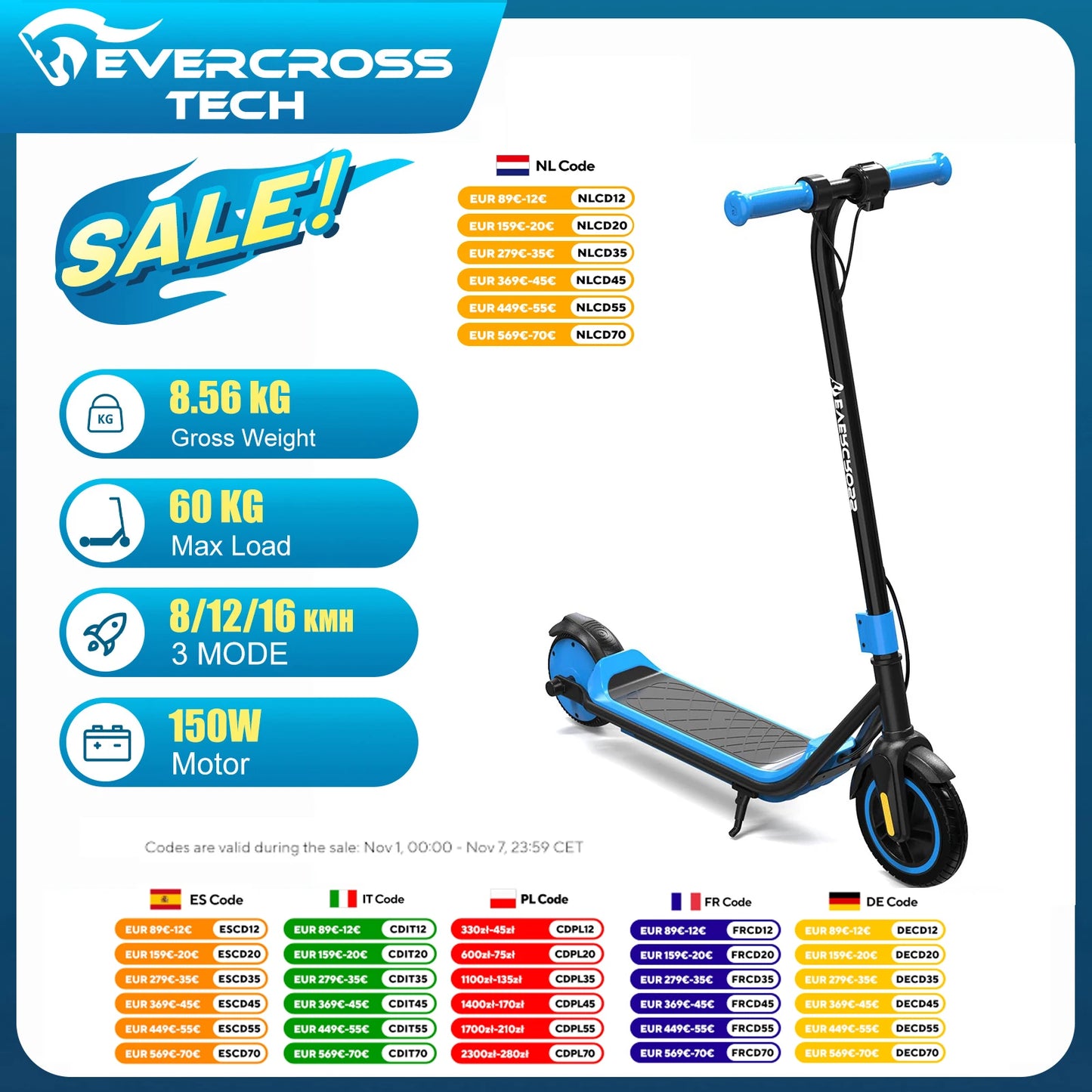 EVERCROSS TECH E6 Electric Scooter for Kids, 7" Lightweight E-Scooter for Ages 6-12, Electric Scooter with a Range of up to 15 k.