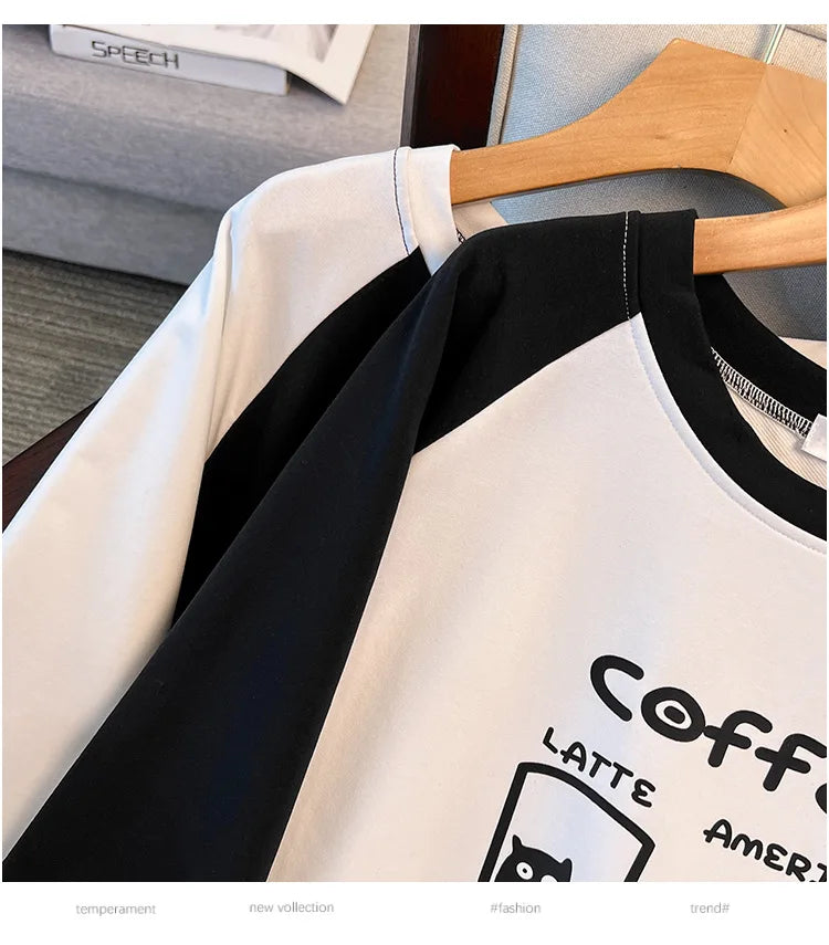 175kg plus size Damen büste Frühling Herbst lockeres Oberteil Rundhals bedrucktes Langarm-Sweatshirt 4xl 5xl 6xl 7xl 8xl 9xl.