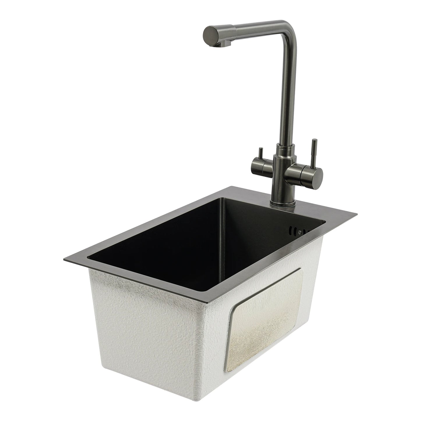 Edelstahlspüle, Küchenspüle, kleine Küchenspüle, Mini-Spüle mit Wasserhahn und Abfluss, 50 x 28 cm