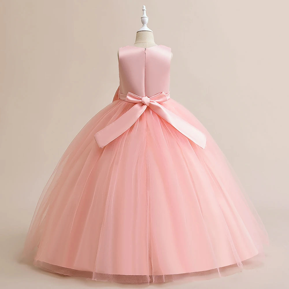 Kinder Party Kleid für Mädchen Hochzeit Brautjungfer Geburtstags kleider Kinder Spitze Stickerei Blumen mädchen Prinzessin Kleider Ballkleid.