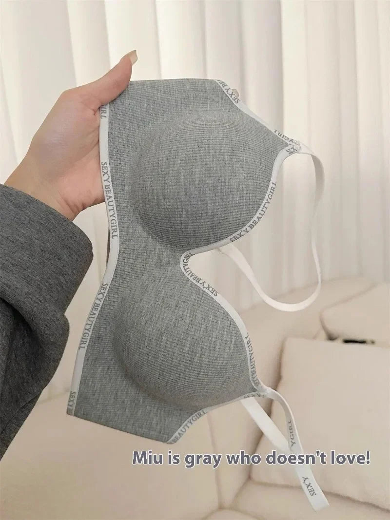 Wireless Push Up Bra for Small Chest - Seamless Anti-Sagging Invisible Bralette, Enhance Lift Comfort No Trace (Letter Design).