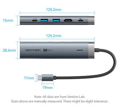 Vention USB C HUB Type C to HDMI 4K60Hz RJ45 PD 100W Adapter For Macbook iPad Pro Air M2 M1 Sumsang PC Accessories USB 3.0 HUB