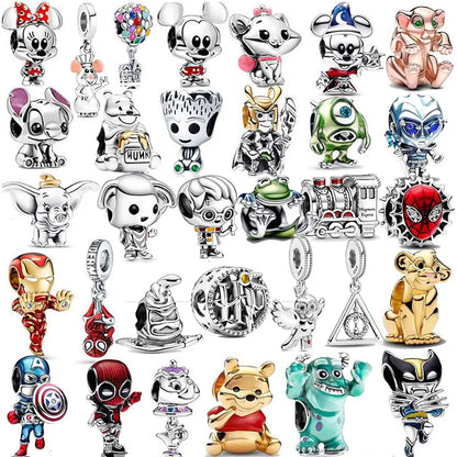 100% 925 sterling silver Disney 100th anniversary charm beads suitable for original DlY bracelet, women's fashion gift.