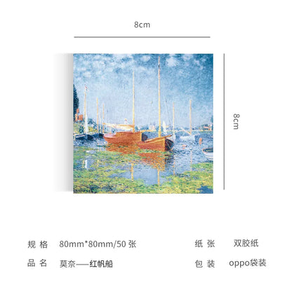 Malerei Memo Pad Monet Van Gogh Keine-klebrige Hinweis Aufkleber Scrapbooking DIY Notizblock Tagebuch Schreibwaren Schule Liefert.