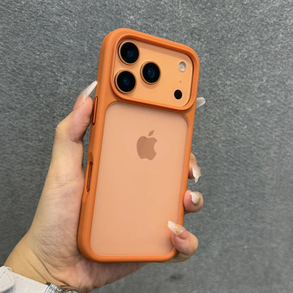 Luxury Orange Shield Matte Transparent Phone Case For iPhone 17 Pro Max 17 Pro 17 New Metal Buttons Skin Feel Shockproof Cover.