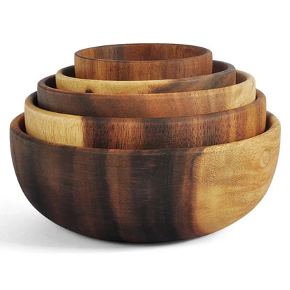 Leeseph Salad Bowls, Wooden Salad Bowls, Large Acacia Wood Serving Bowl for Fruits, Salad, Eco-friendly.