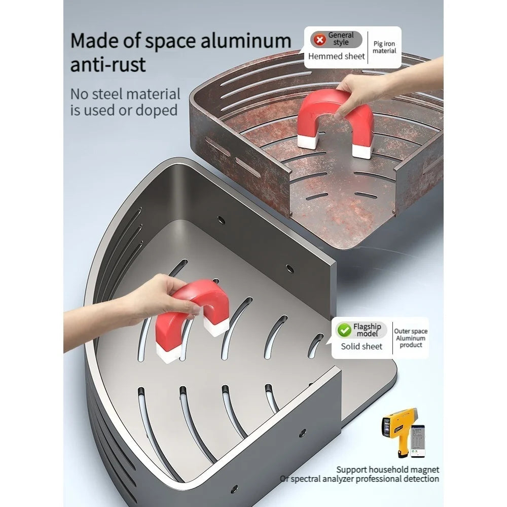 Kein Bohren Aluminium Badezimmer Regal Regale Shampoo Make-up Lagerung Halter Küche Organizer Wand Badezimmer Zubehör