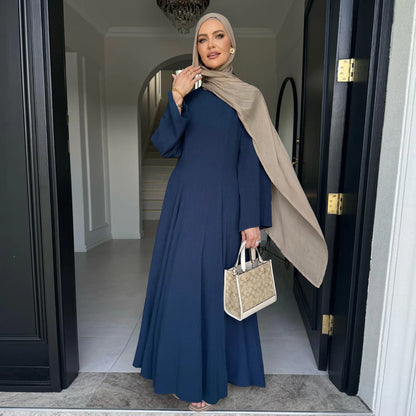 2025 Summer Arabic Muslim Women Modest Dress Eid Dubai Plain Abaya Islam Party Outfit Elegant Holiday Dresses Turkey Kaftan Robe.