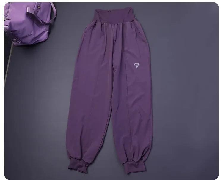 Damen-Fitness-Yogahose mit hoher Taille und Tasche, lockere Bündchen, Knöchel, Workout, Laufen, Training, Sport, Jogginghose, schnell trocknende Haremshose.