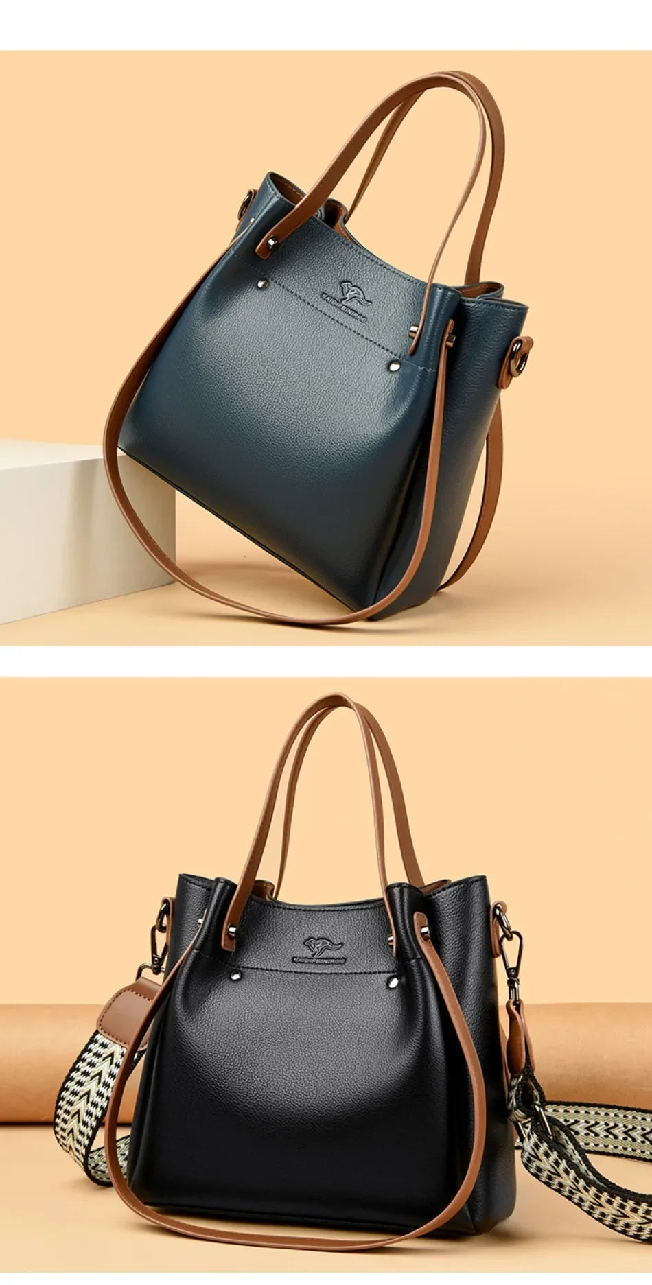 Genuine High Quality Leather Shoulder Crossbody Bags for Women Luxury Handbags Women Bag Large Capacity Soft Tote Messenger Bag.