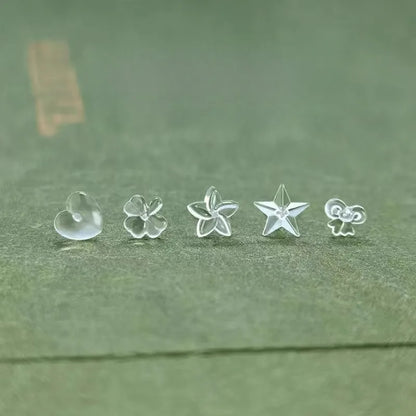 2/100Pcs Mini Resin Ear Studs for Women Anti-allergy Prevent Allergy Transparent Girls Invisible Cute Earring Piercing Jewelry.