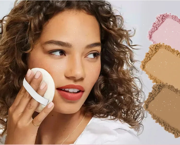 MLSIMLE 4 COLORS Natural Shimmer Pearl Setting Powder Contouring Highlighting Waterproof Sweat-proof Oil-control Makeup Powder.