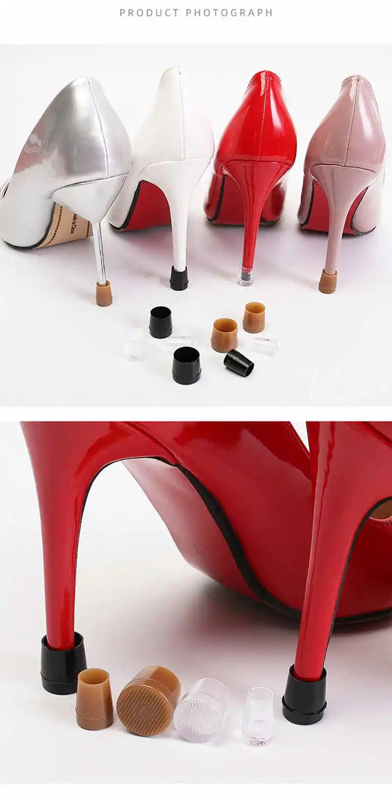 2Pcs Non-slip Wearable Heel Cover Round Woman High heels Protective Cover TPU/PVC Material Soft Damping Silencer Heel Protector.
