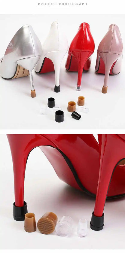 2Pcs Non-slip Wearable Heel Cover Round Woman High heels Protective Cover TPU/PVC Material Soft Damping Silencer Heel Protector.