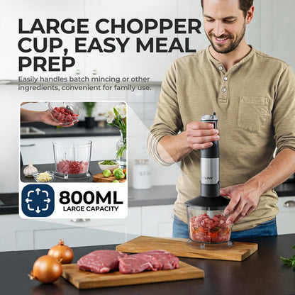 6-in-1 Electric Hand Held Stick Blender Multi-Purpose Immersion Hand Blender,Stainless Steel Blades,Home & Kitchen,MAX 1500W.