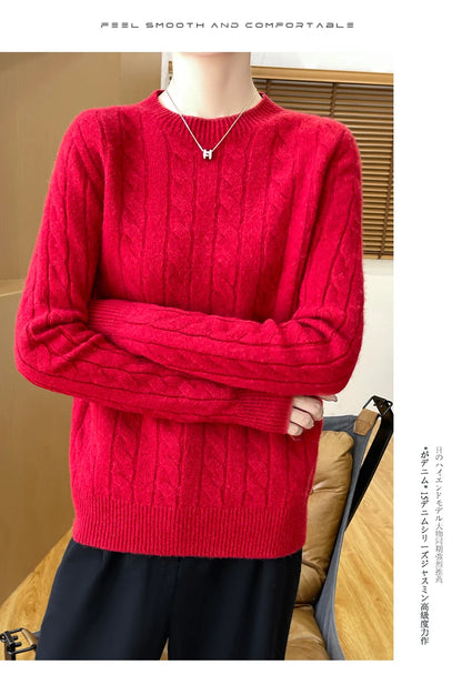 Frauen 100% Merino Wolle Verdickung Pullover Oansatz Gestrickte Twisted Pullover Herbst Winter Kaschmir Langarm Kleidung Basis Tops