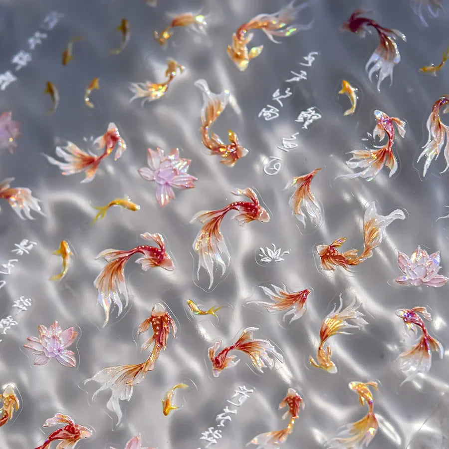 Ocean Theme 5D Nail Sticker Summer Beach Seashells Starfish Conch Scallop Shell Coral Self Adhesive Decoration Manicure Decal