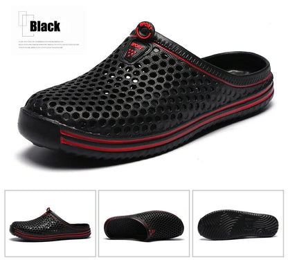 YRZL Mens Sandals Light EVA Summer Casual Shoes Hole Shoes Clogs Lovers Home Garden Outdoor Big Size 45 Male Beach Flat Slippers.