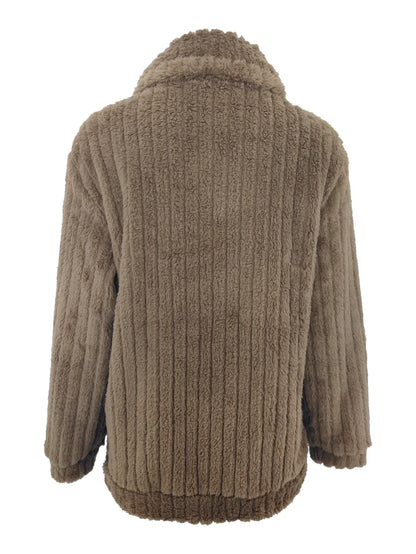 2025, Herbst und Winter, neue Mode, Damenpullover, Mäntel, Übergröße, Fleece-Strickjacke, kurzer Kragen, Tops, Damenbekleidung