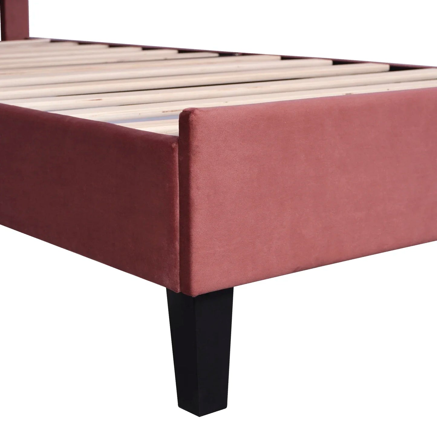 Rosahqnda Kinderbett 90x200 cm, blütenblattförmiges Kopfteil, gepolstertes Einzelbett für Kinder- und Mädchenschlafzimmer, Rosa/Beige