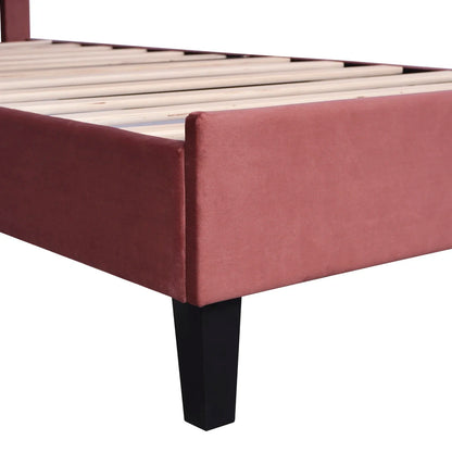 Rosahqnda Kinderbett 90x200 cm, blütenblattförmiges Kopfteil, gepolstertes Einzelbett für Kinder- und Mädchenschlafzimmer, Rosa/Beige