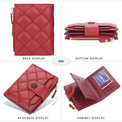 Argyle Multi-Card Trifold Zipper Coin Purse New Fashion Casual Women's Short Wallet Vertical Driver's License Buckle Card Holder.