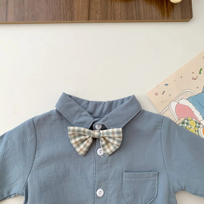 Neugeborenen Baby Prinz Sommer volle Hülse Fliege Gentleman Stil Outfits Infant Kinder Overalls Baumwolle Kleidung Mode Bodys.