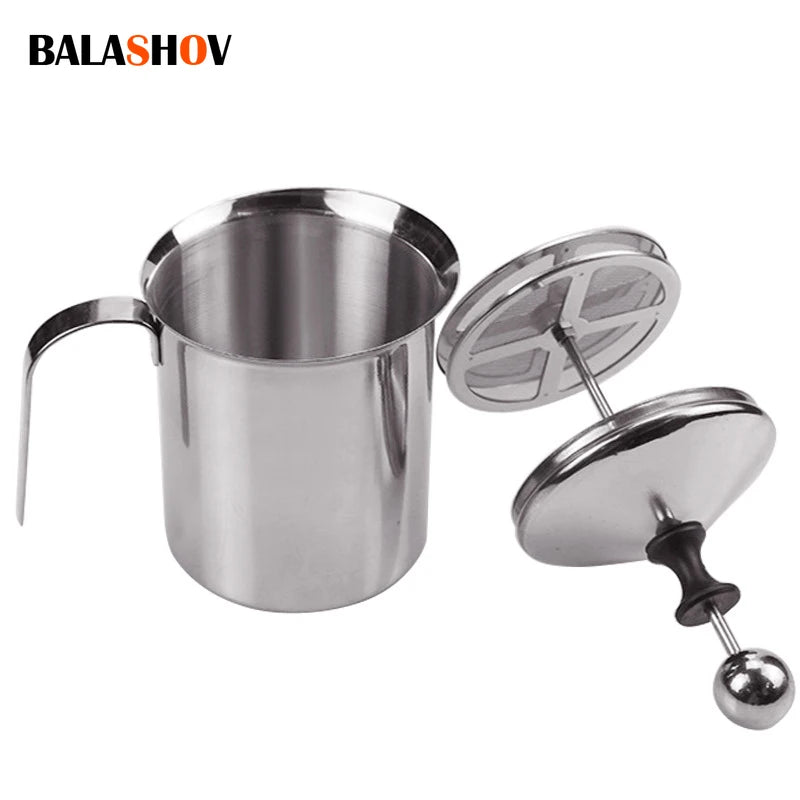 Stainless Milk Frother 400ML Double Mesh Milk Creamer Milk Foam For Cofffee Milk Egg Beater Kitchen Tool Coffee Mixe Frother.