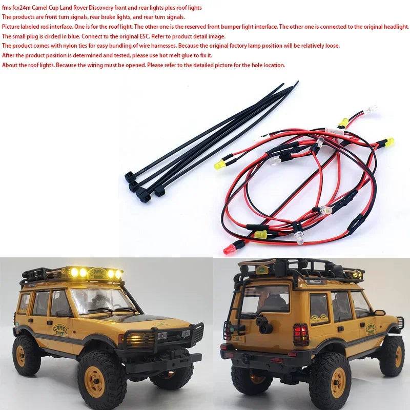 LED 5V Lighting Upgrade System Front and Rear Lamp for 1/24 RC Crawler Car FMS FCX24M Camel Cup Discovery Range Rover Parts