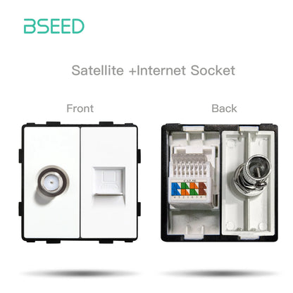 BSEED Wandlichtschalter Teile Weiße Glasrahmen USB-Steckdosen Funktionsmodul DIY EU CAT5 TV-Steckdosen Power ST TEL Steckdosenteile.