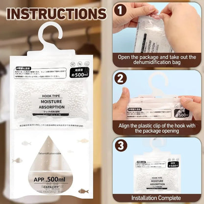 5/10Pcs Moisture Absorber Hanging Bag Wardrobe Antihumidity Bags Anti Damp Mildew Drying Bag Closet Dehumidifier Humidity Packs.